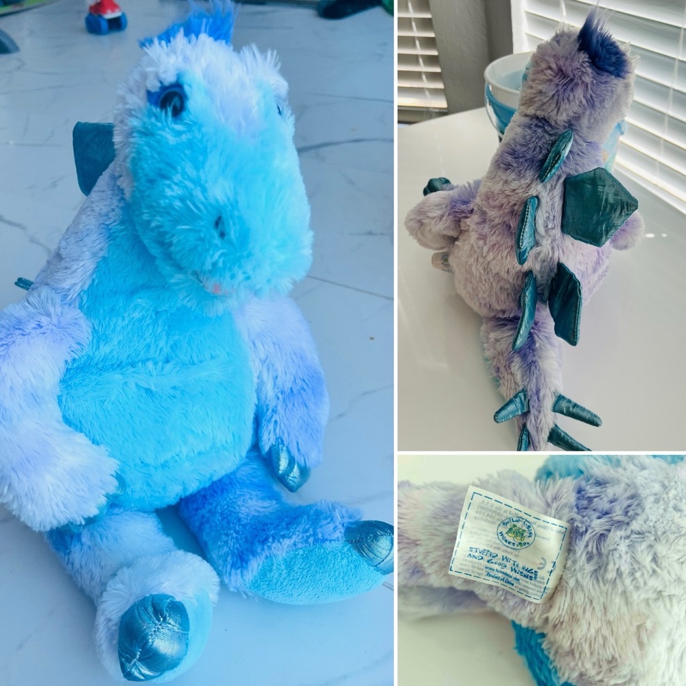 Build A Bear Blue and Purple Plush Dinosaur Toy